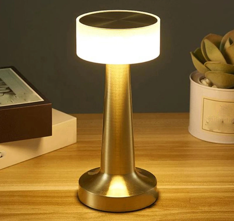 Lampe de table sans fil à pied évasé – version à tête cylindrique, doré