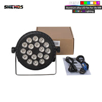 PAR LED aluminium – PAR plat 18 x 18 W RGBWA UV 6 en 1 avec son carton et ses câbles