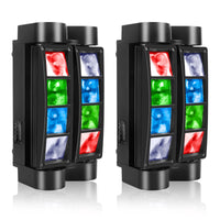 Mini lyres araignée LED RGBW, lot de 2, DMX 7 ou 15 canaux