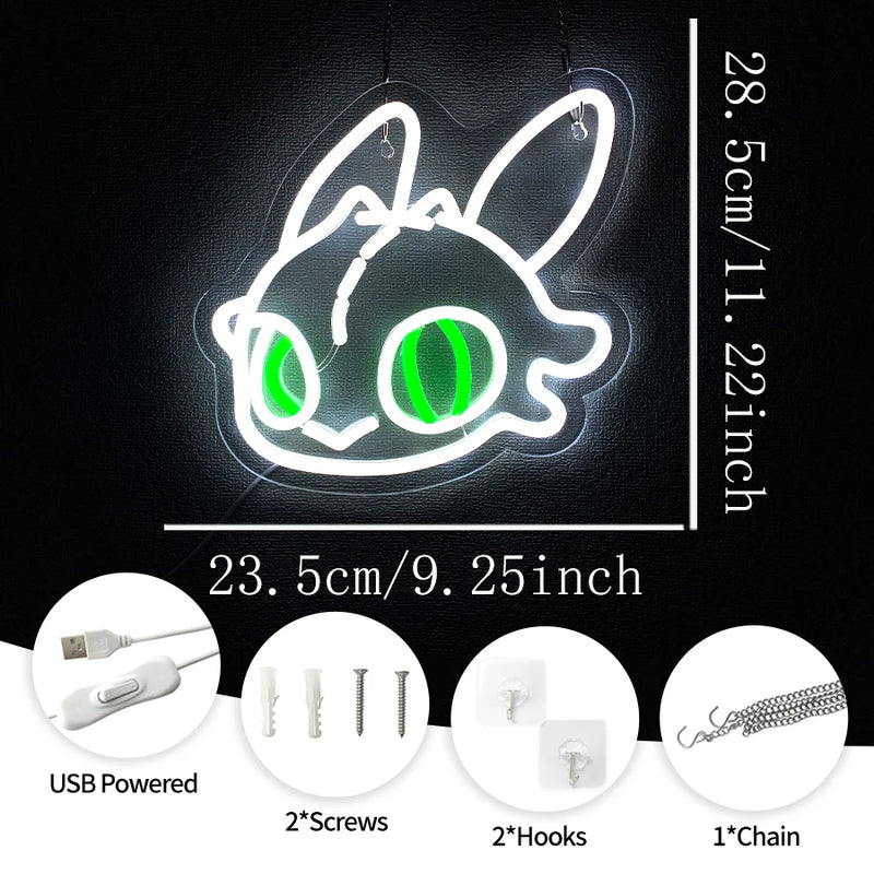 Néon dragon – dimensions 23,5 x 28,5 cm et accessoires fournis
