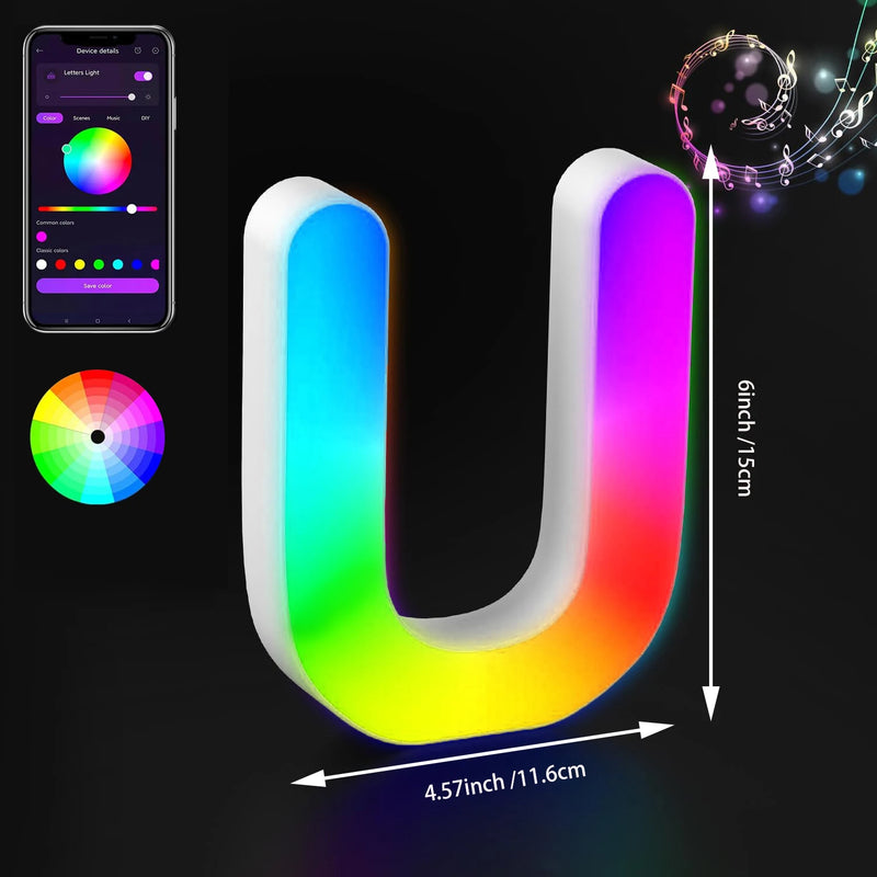 Lettres lumineuses LED RGB 15 cm – lettre U