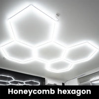 Plafonnier LED hexagonal garage blanc 6500 K, 1 à 14 hexagones