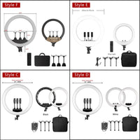 Ring light 18 pouces – les quatre versions de l'anneau comparées avec leurs accessoires