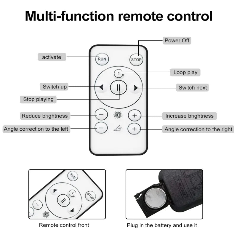 Ventilateur holographique 3D – fonctions de la télécommande