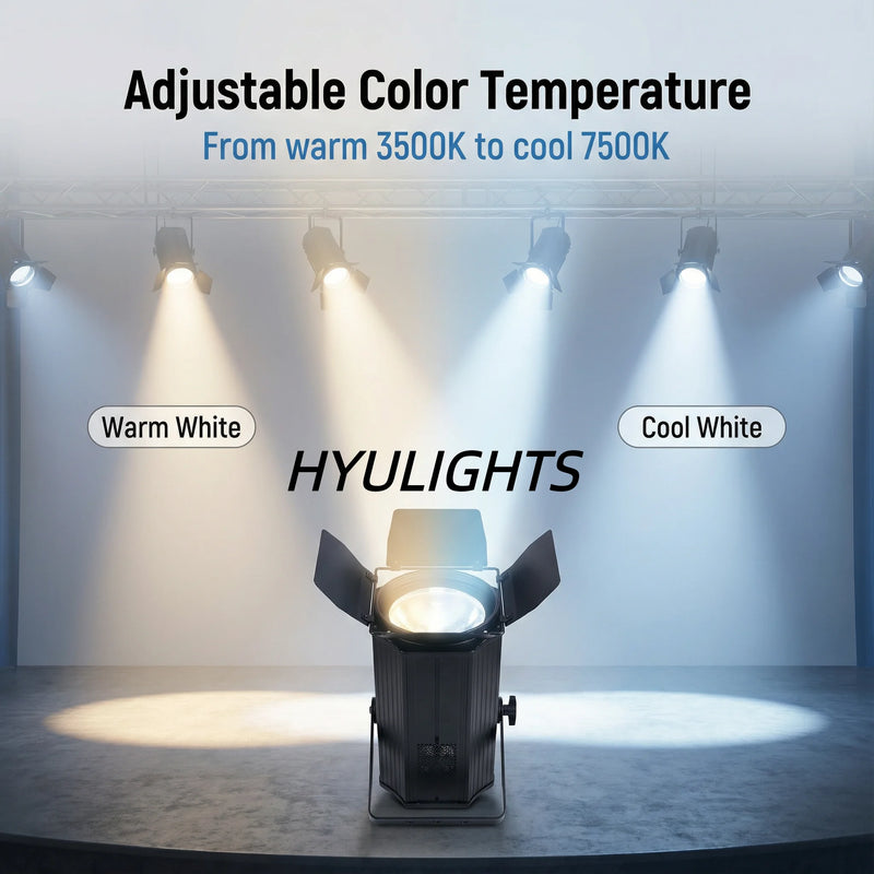 Projecteur LED COB à zoom – réglage de la température de couleur de 3500 K à 7500 K