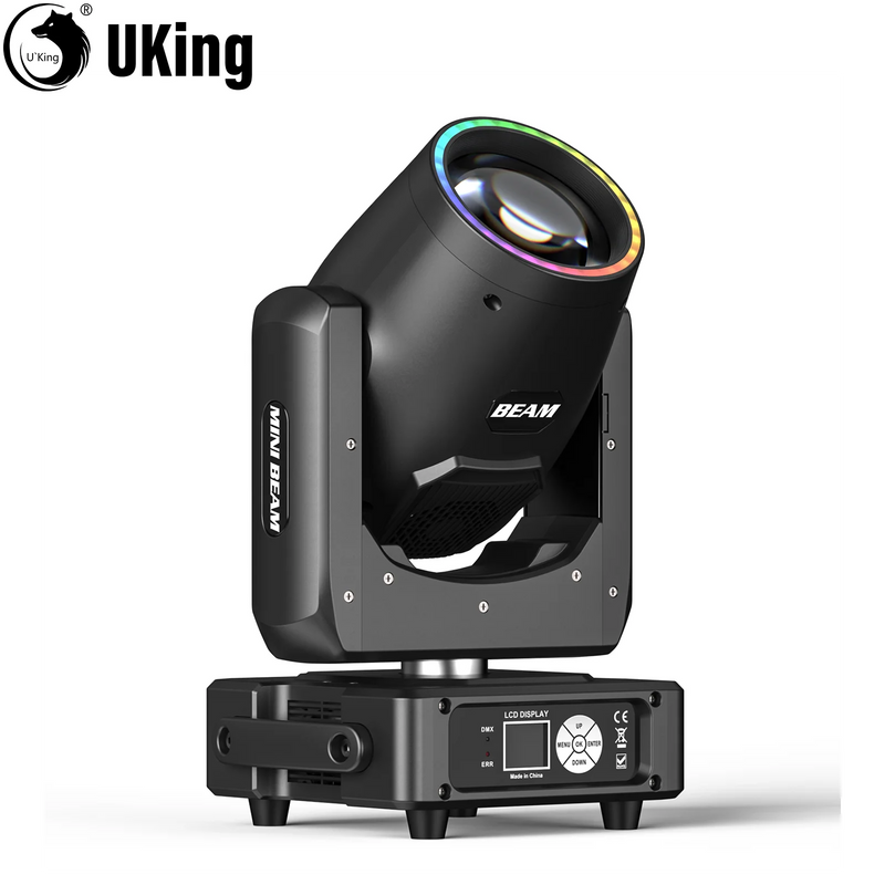 Lyre beam 230 W hybride à anneau LED RGB, DMX 18 canaux, 14 gobos