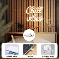 Néon déco LED « Good Vibes Only » ou « Chill Vibes » – néon « Chill Vibes » avec alimentation USB : batterie externe, ordinateur ou chargeur