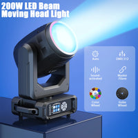 Lyre LED 200 W à anneau arc-en-ciel – modes automatique, DMX512, son et maître-esclave