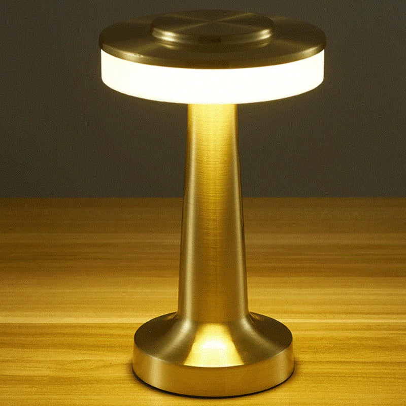 Lampe de table sans fil à pied évasé – version à tête en disque, doré