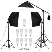 Kit softbox 50x70 cm – kit à 3 softbox avec perche et 9 ampoules 40 W