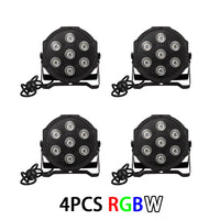 Lot de 4 projecteurs PAR LED 7 x 12 W RGBW 4 en 1, vue de face