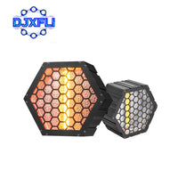 Projecteur vintage à LED COB dorée 50 W – projecteur hexagonal vu de face, de dos et de côté