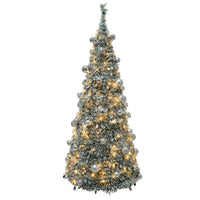 Sapin lumineux pliant floqué neige, pré-décoré, 120 à 210 cm