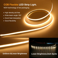 Ruban LED COB fin – lumière uniforme comparée à des LED séparées