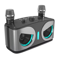 Enceinte karaoké à effets de voix, 2 micros, lumières LED, 20 W