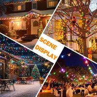 Guirlande lumineuse C7 – exemples de décoration : toits, terrasses, arbres et réception de nuit