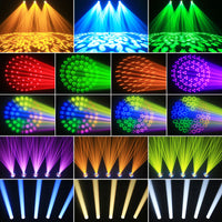 Lyres LED beam 200 W – faisceaux et gobos colorés projetés