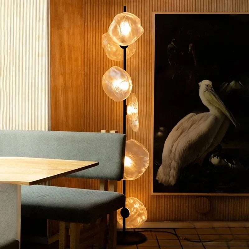 Lampadaire LED à globes en verre, pied noir ou doré, 90 ou 180 cm, 3 teintes de lumière