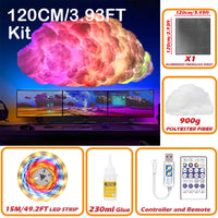Nuage lumineux DIY – kit 120 cm avec ruban LED de 15 m, fibre de polyester, colle, contrôleur et télécommande