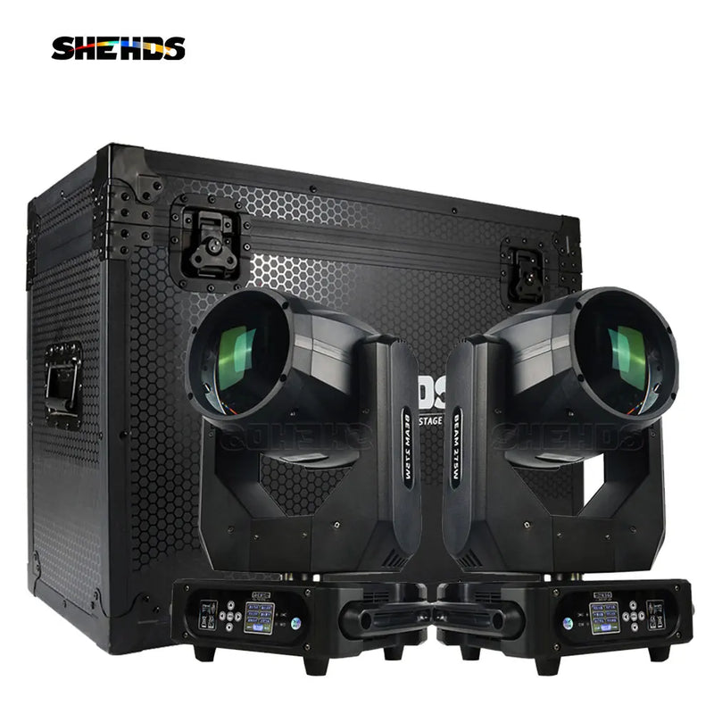 Lyre beam 275 W – deux lyres devant le flight case 2 en 1