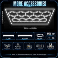 Kit éclairage LED hexagonal garage 3, 5, 8 ou 14 hexagones 6500 K