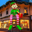 Elfe de Noël gonflable assis, 2,45 m, avec LED et cadeau