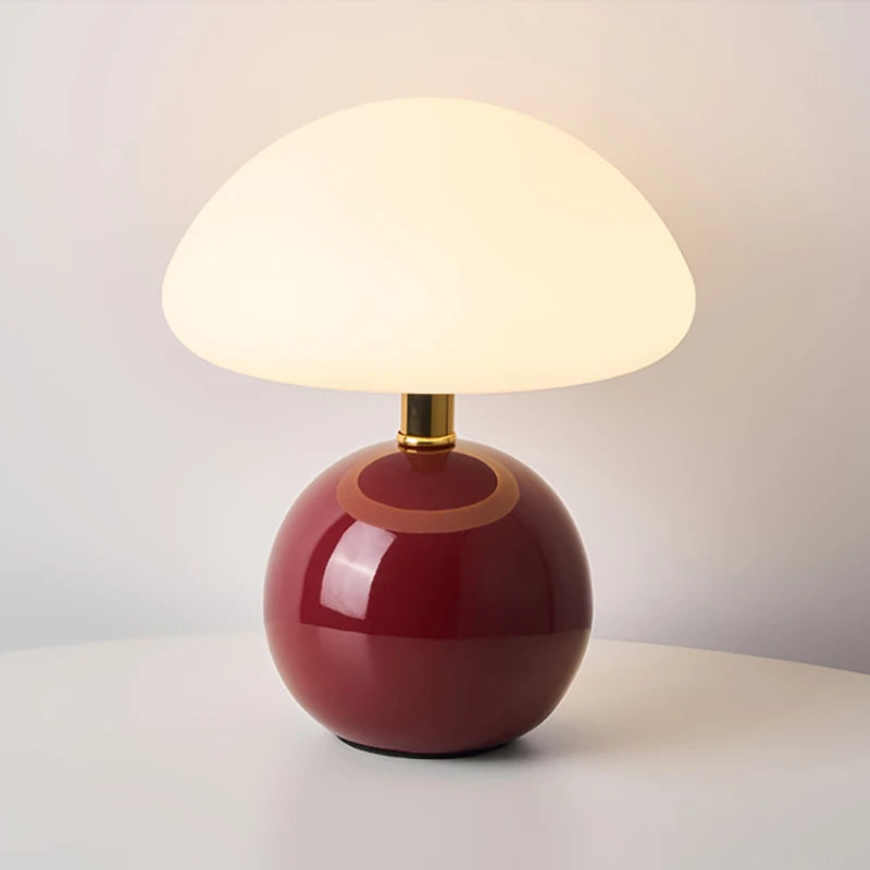 Lampe champignon en céramique – lampe à pied bordeaux