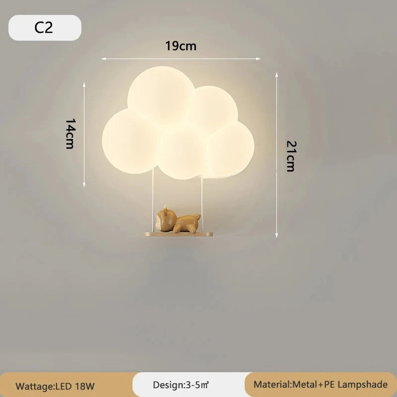 Applique murale nuage LED 18 W pour chambre d'enfant, cœur ou couronne