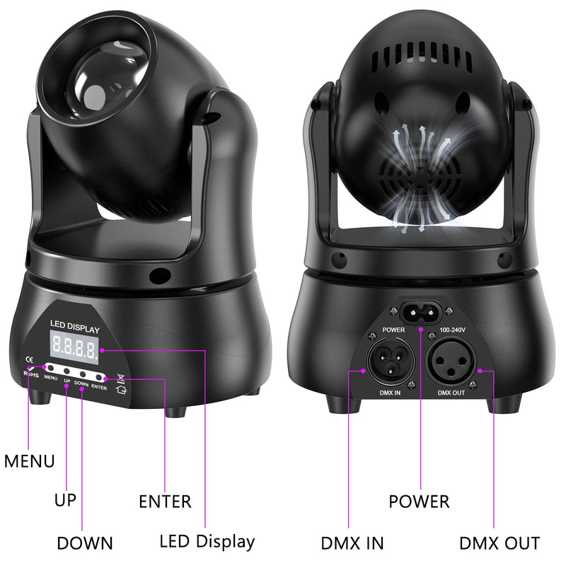 Mini lyre beam LED RGBW 20 W, faisceau de 3°, DMX 13 canaux, à l'unité ou par 2