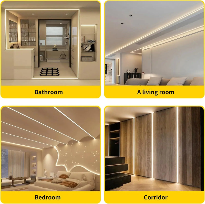 Bande LED COB 220 V – exemples d'installation dans plusieurs pièces de la maison