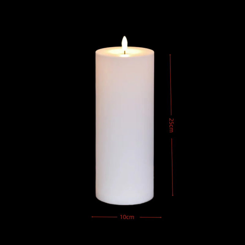 Bougies pilier LED géantes – bougie blanche de 25 cm, cotes de hauteur