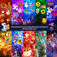 Projecteur Noël deux têtes – exemples de plaques de motifs de Noël et d'Halloween