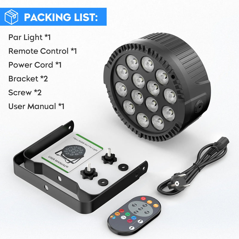 Par LED RGBW 14 LED 80 W DMX télécommande, 4 pièces