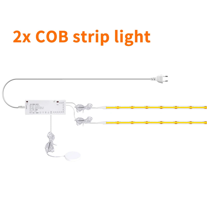 Ruban LED COB 24 V tactile – kit de deux rubans avec boîtier et capteur