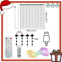 Rideau lumineux LED – schéma du format 1 x 1 m avec télécommande et contrôleur USB