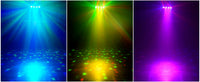 Jeu de lumière 4 en 1 sur trépied – faisceaux cyan, jaune et violet