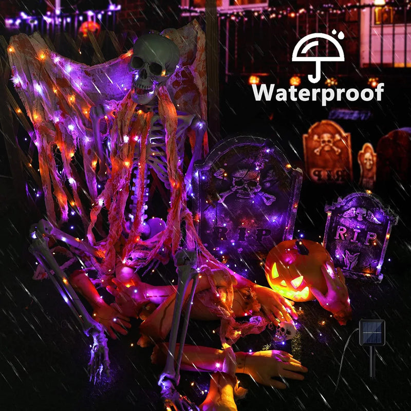 Guirlande Halloween violette et orange, USB ou piles, 5 à 20 m