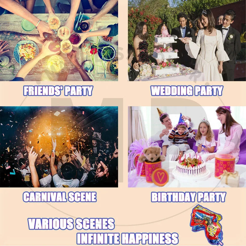 Canon à confettis gonflable – occasions : fête entre amis, mariage, carnaval et anniversaire