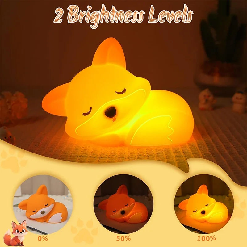 Veilleuse bébé renard en silicone – deux niveaux de luminosité
