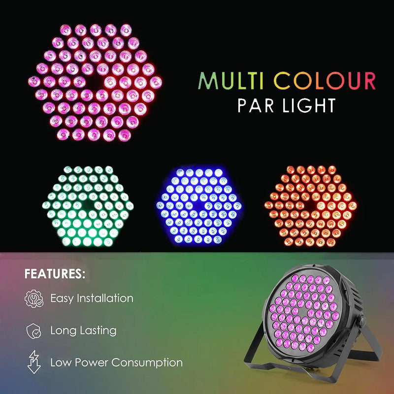 Projecteur PAR LED RGB 60 LED, lot de 12, DMX 512, mode sonore