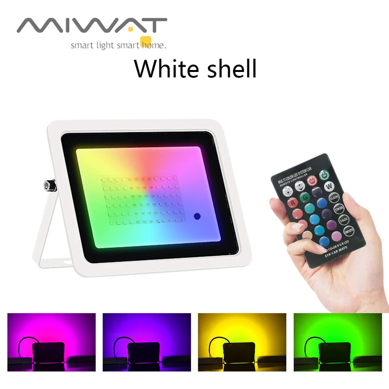Projecteur RGB IP68 – version coque blanche avec télécommande