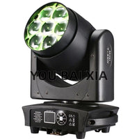 Lyre LED wash et beam 7 x 40 W – vue de trois quarts, LED allumées en vert