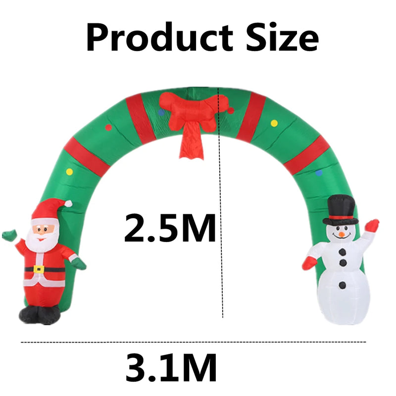 Arche de Noël gonflable lumineuse, père Noël et bonhomme de neige, 3,1 m