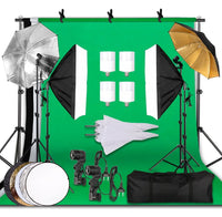 Kit studio photo à la pièce : 4 kits softbox et 4 cadres de fond de 2,4 x 4 m, 12 articles