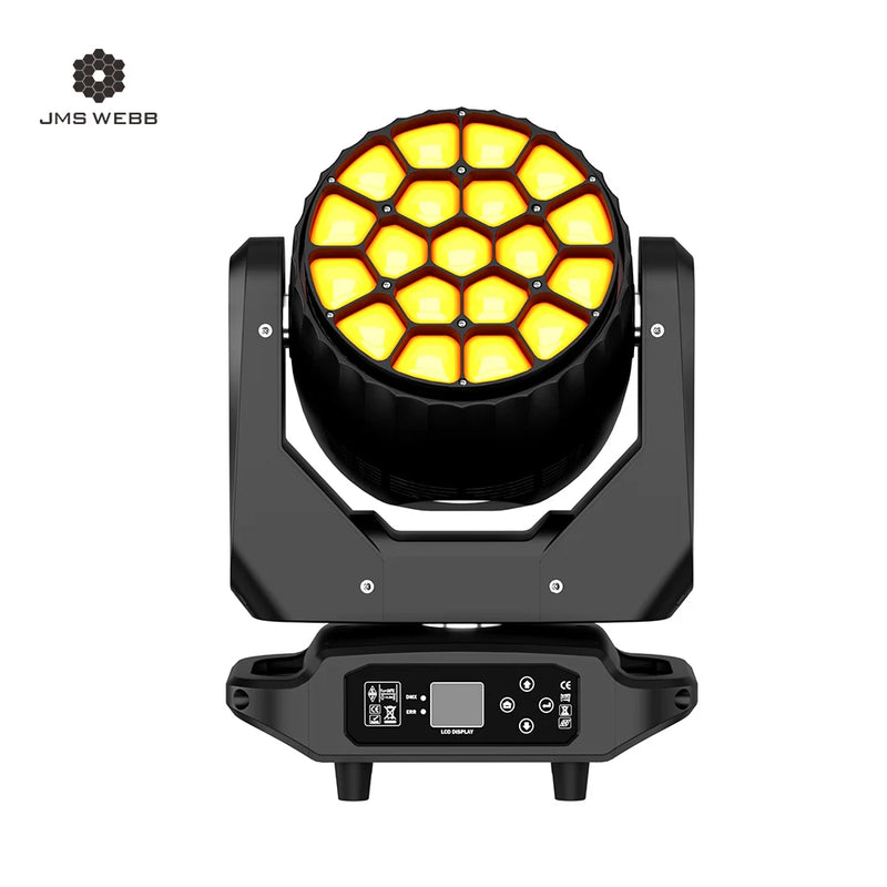 Lyre LED wash œil d'abeille 19 x 40 W ou 19 x 20 W, zoom 4° à 45°