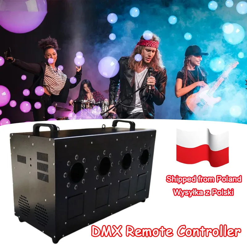 Machine à bulles de fumée – modèle à 4 trous et bulles lors d'un concert