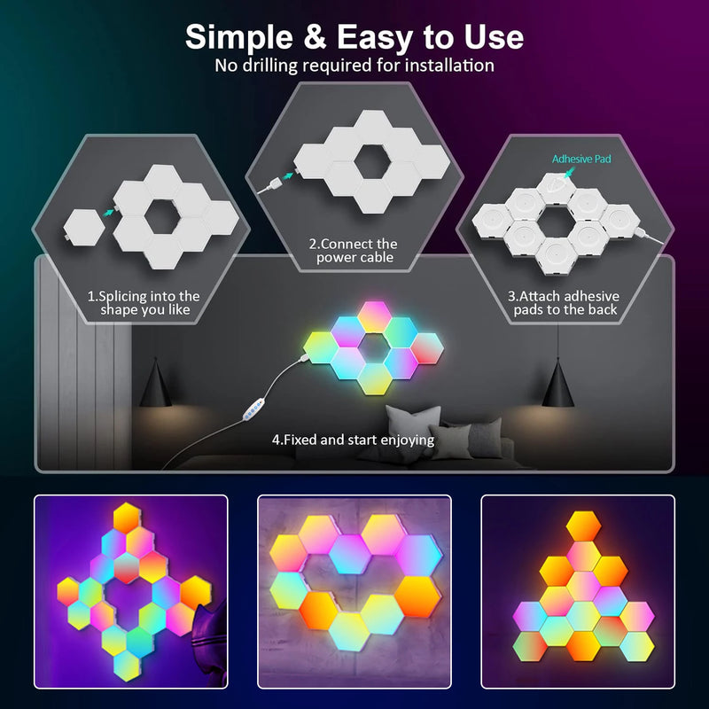 Lampes hexagonales modulaires RGB – vue 6
