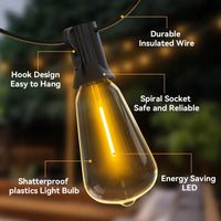 Guirlande guinguette extérieur ST38, ampoules LED plastique, 10 à 30 m