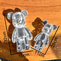 Ours disco en miroir – dimensions des deux ours : 32 x 16 cm et 25 x 11 cm