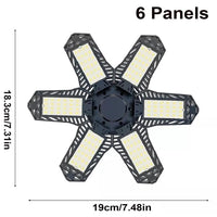 Lampe de garage LED déformable – version à 6 panneaux avec ses dimensions